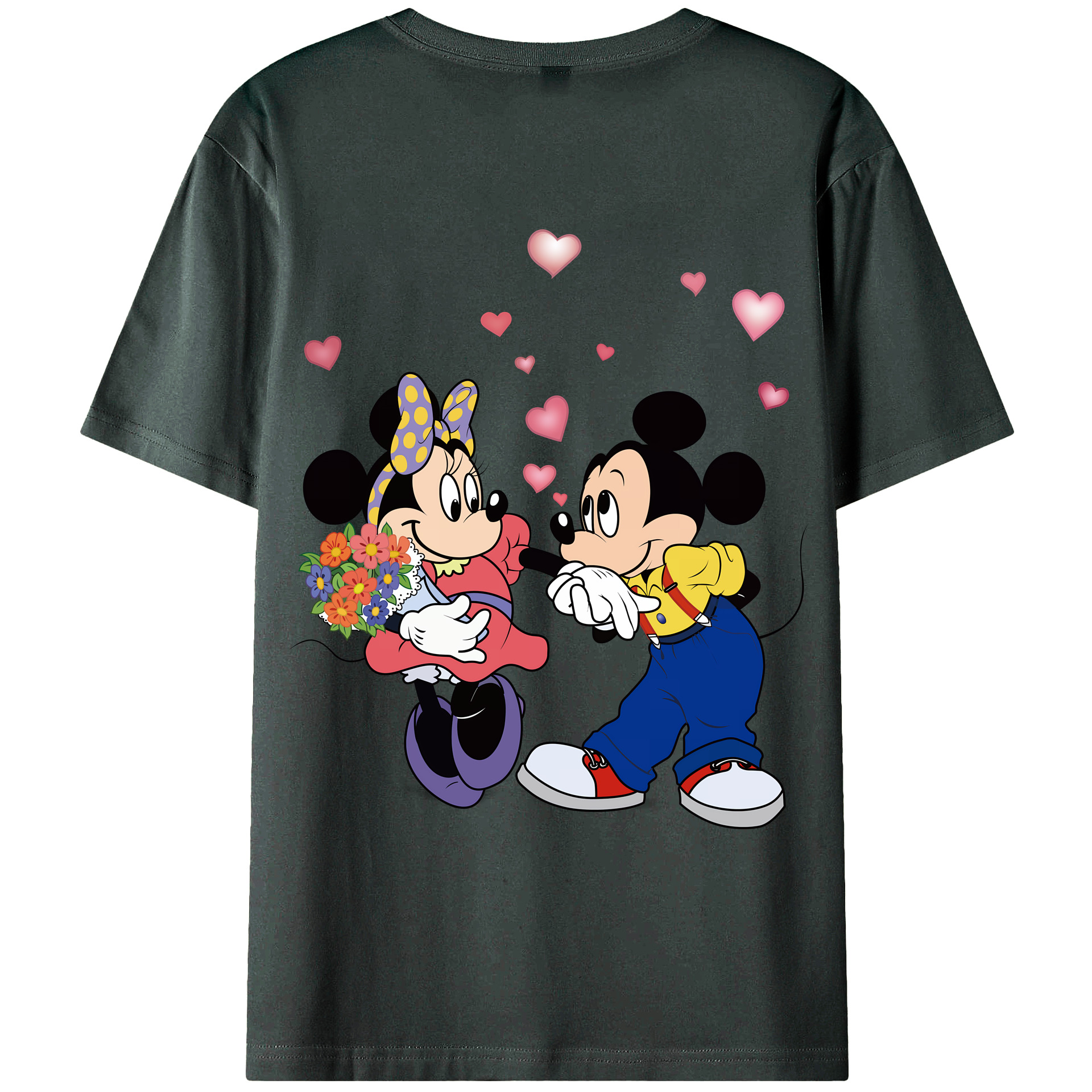 （画像用） ミッキーマウス Mickey Mouse 綿100％ メンズ半袖Tシャツ（バックプリント） 通気性